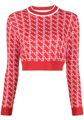 Patou logo-jacquard merino wool jumper - Red