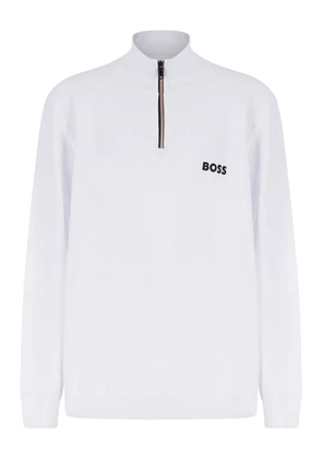 BOSS GREEN HUGO BOSS zip striped sweater - White