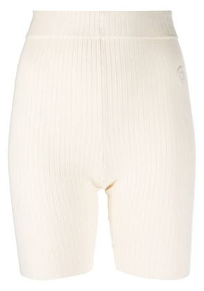 Sporty & Rich logo-patch ribbed-knit biker shorts - White