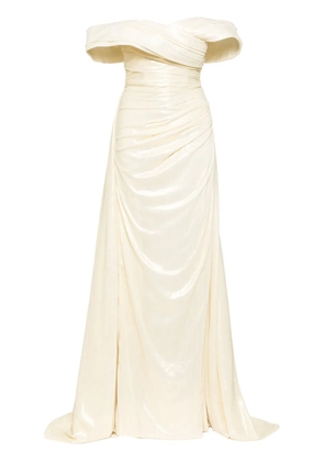 Saiid Kobeisy lamé off-shoulder dress - Yellow