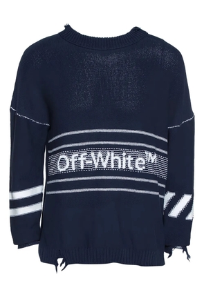 Off-White Pre-Owned logo stripe sweater - Blue