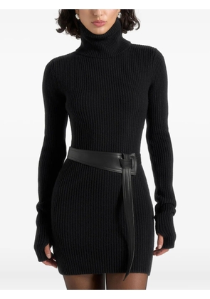 Manière De Voir Kalia turtleneck belted knitted mini dress - Black