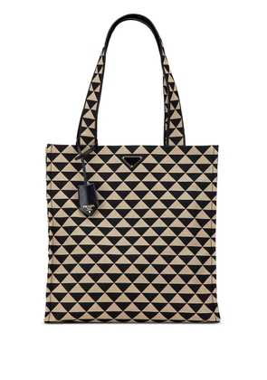 Prada Pre-Owned 2013-2025 Embroidered Canvas Triangolo Symbole Shopping tote bag - Brown