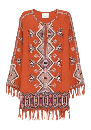 ISABEL MARANT fringed mini dress - Orange
