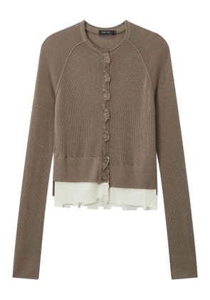 tout a coup ruffle-trim cardigan - Brown