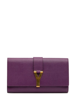 Saint Laurent Pre-Owned 2000-2012 Textured Leather Chyc Ligne clutch bag - Purple