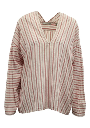 Vince striped V-neck drop-shoulder blouse - White