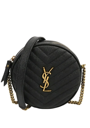 Saint Laurent Pre-Owned 2013-2025 Grain De Poudre Chevron Round Vinyle Camera Bag crossbody bag - Black