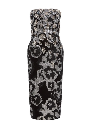 Jenny Packham floral-print embellished midi dress - Black