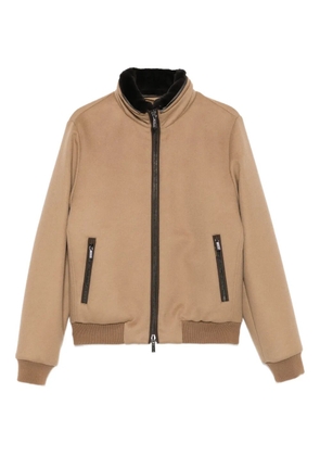Moorer zip-up fur-trim jacket - Brown