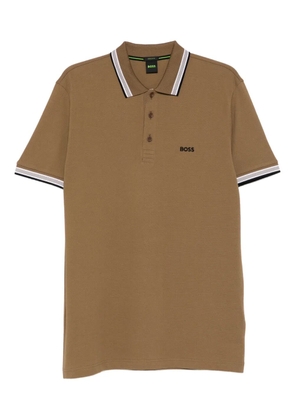 BOSS striped collar polo shirt - Brown