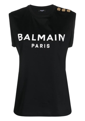 Balmain logo-print button-embellished top - Black