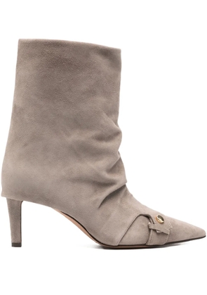 The Seller 75mm pointed buckle ankle boots - Grey