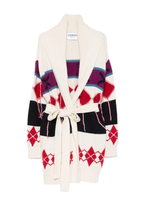 Iceberg argyle-pattern tie cardigan - Neutrals