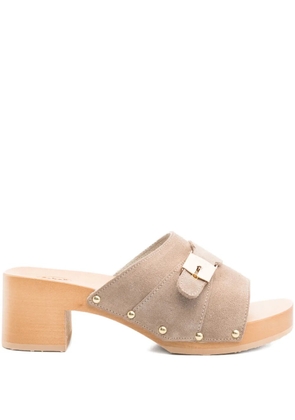 Scholl 60mm Pescura Sarah buckle-detail suede sandals - Neutrals