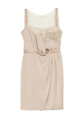 Gemy Maalouf lace-panelled draped dress - Neutrals