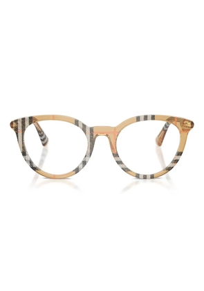 Burberry Eyewear checked-pattern round glasses - Neutrals