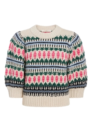 Marie Oliver Gail patterned puff-sleeve top - Neutrals