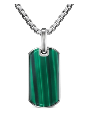 David Yurman sterling silver Chevron malachite tag (27mm)