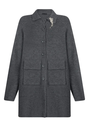 LIU JO rhinestone-embellished knit coat - Grey