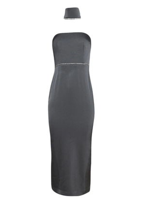 Alex Perry neck cuff strapless satin dress - Grey