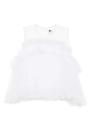 Noir Kei Ninomiya Tulle Ruffle blouse - White