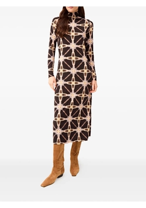 Marie Oliver Paxton long-sleeves patterned midi dress - Black