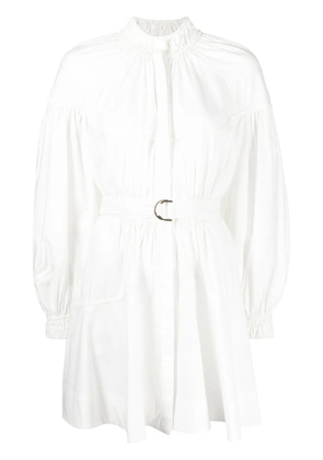 Acler belted-waist long-sleeve dress - White
