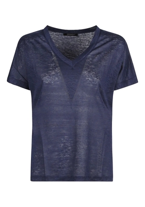Aragona V-neck linen T-shirt - Blue