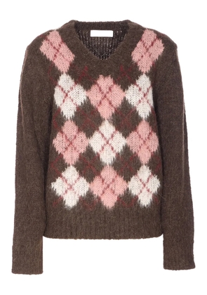 DUNST striped crew-neck sweater - Brown