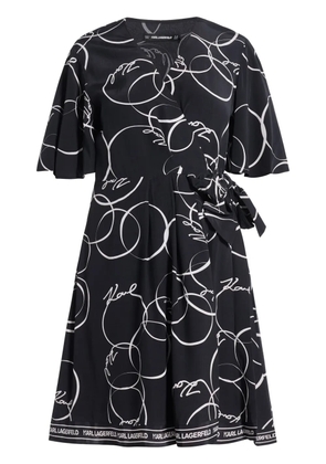 Karl Lagerfeld Circle-print wrap dress - Black