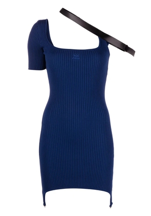 Courrèges strap-detail asymmetric mini dress - Blue