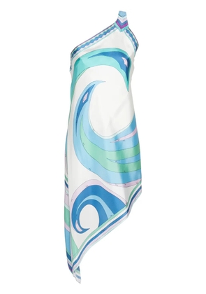 PUCCI Cigni-print asymmetric dress - Blue