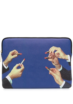 Seletti lipstick print laptop case - Blue