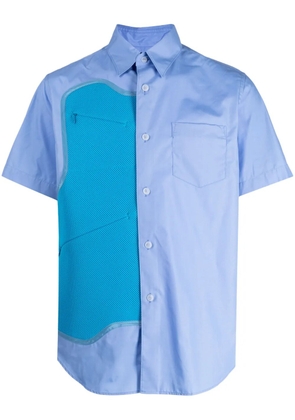 Fumito Ganryu mesh-panel short-sleeve shirt - Blue