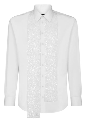 DSQUARED2 sequinned draped-detail shirt - White