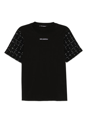 Karl Lagerfeld logo-embroidered bouclé T-shirt - Black