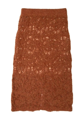 Muller Of Yoshiokubo lace-insert midi skirt - Brown