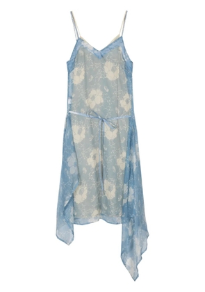 Plan C floral-print silk slip dress - Blue