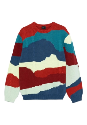 PS Paul Smith Mountains abstract-pattern cotton sweater - Red