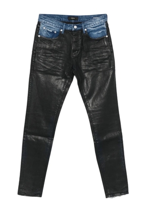 Purple Brand coated raw hem denim - Black