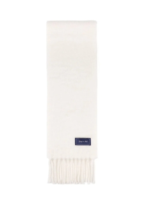 Sporty & Rich fringed logo scarf - White