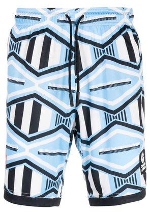COUNTY OF MILAN patterned drawstring track shorts - Blue