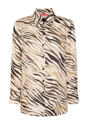 ELENA MIRO` tiger-print buttoned shirt - Neutrals