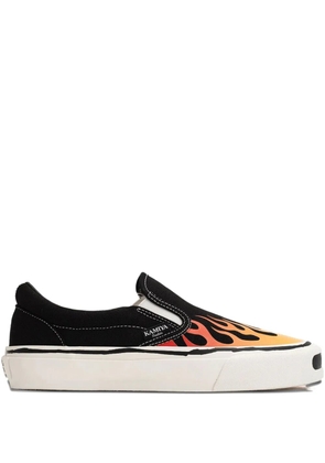 KAMIYA Cornell flame-pattern slip-on sneakers - Black