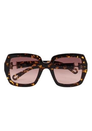 Chloé Eyewear square-frame logo-detail sunglasses - Brown