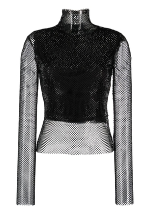 Sportmax rhinestone-embellished mesh top - Black
