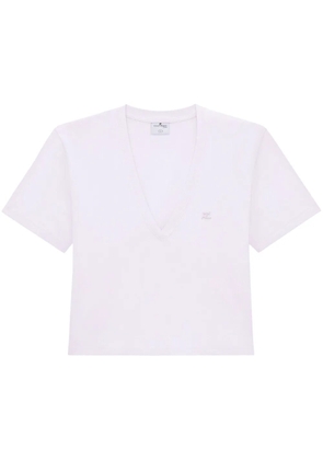 Courrèges logo-appliqué cropped T-shirt - Pink