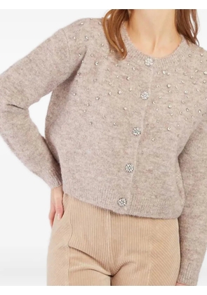Derhy crystal-embellished knit cardigan - Neutrals