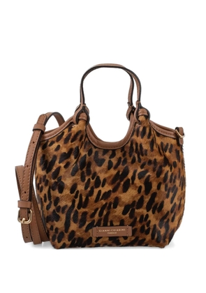 GIANNI CHIARINI Dua leopard-print tote bag - Brown